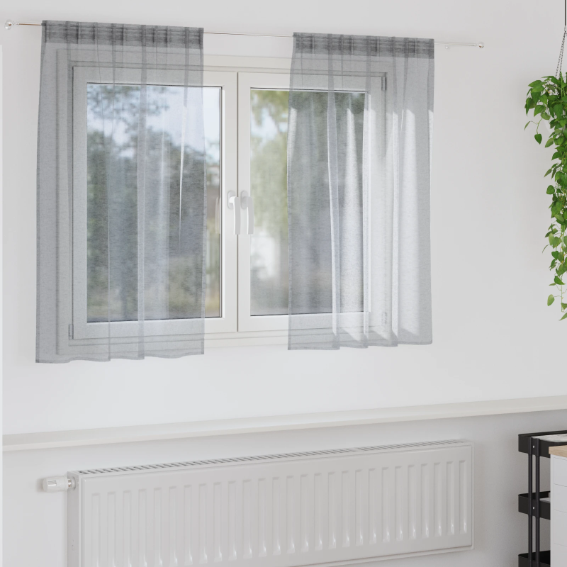 vidaXL Voile aizkaris 2 pcs Tumši pelēks 140 x 140 cm Poliesters