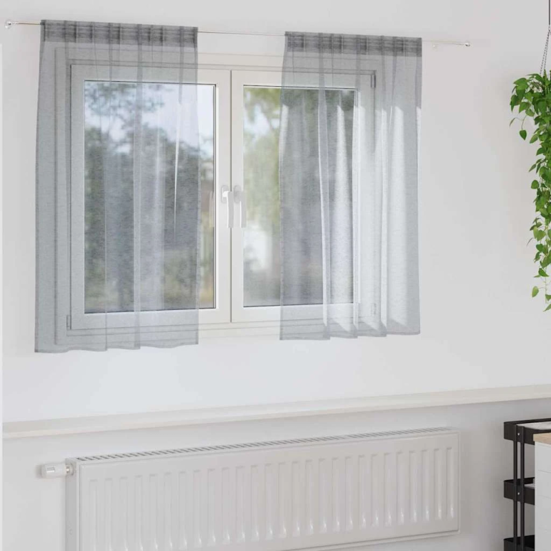vidaXL Voile aizkaris 2 pcs Tumši pelēks 140 x 140 cm Poliesters