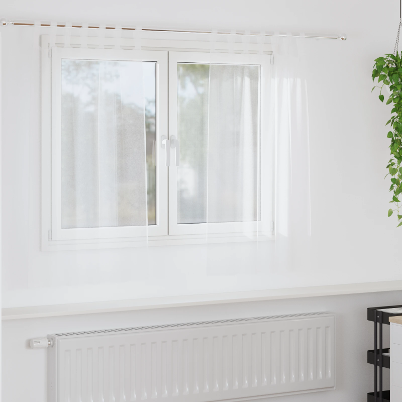 vidaXL Voile aizkaris ar aizkariem 2 pcs Balts 140 x 140 cm Poliesters