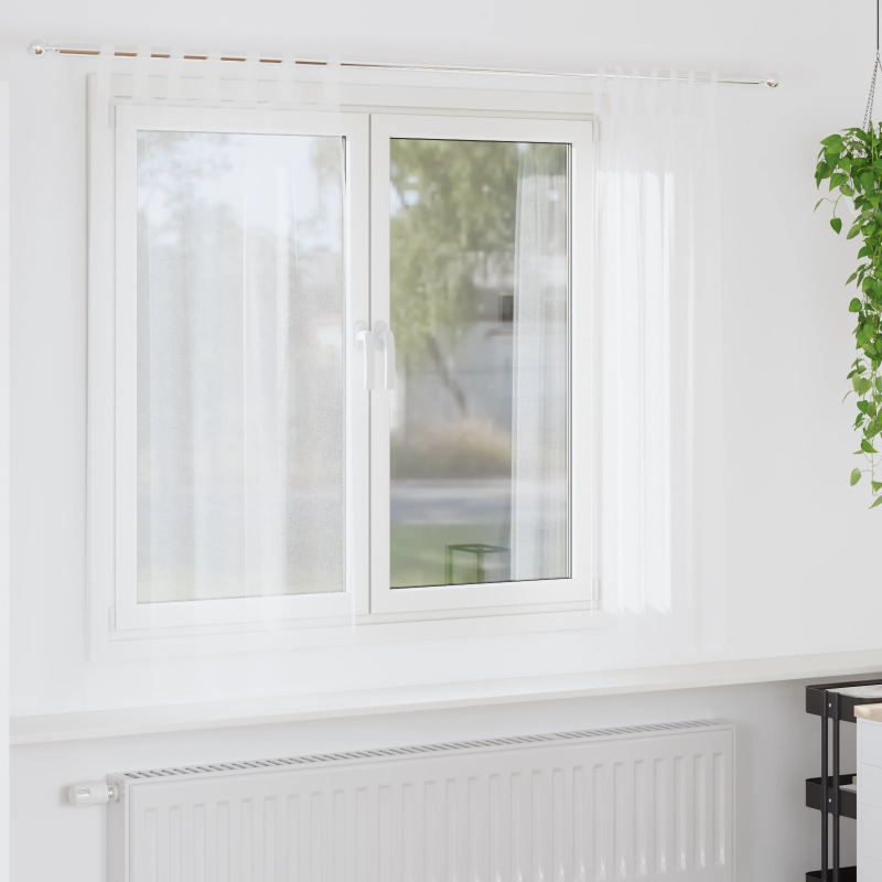 vidaXL Voile aizkaris ar aizkariem 2 pcs Balts 175 x 140 cm Poliesters