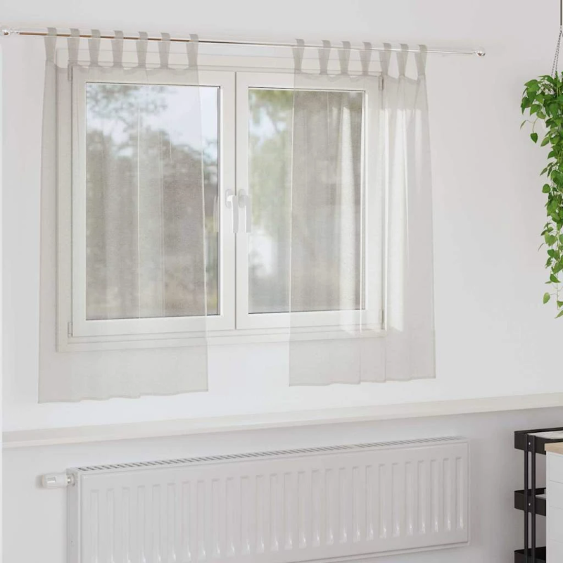 vidaXL Voile aizkaris 2 pcs Krēmkrāsa 140 x 140 cm Poliesters