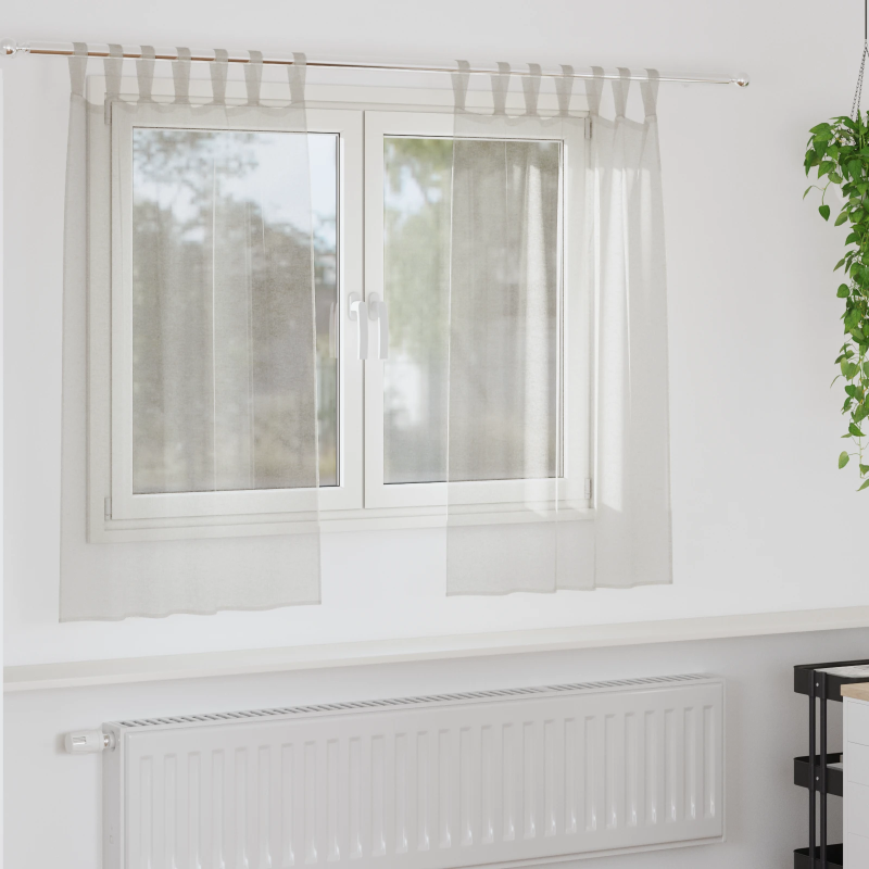 vidaXL Voile aizkaris 2 pcs Krēmkrāsa 140 x 140 cm Poliesters