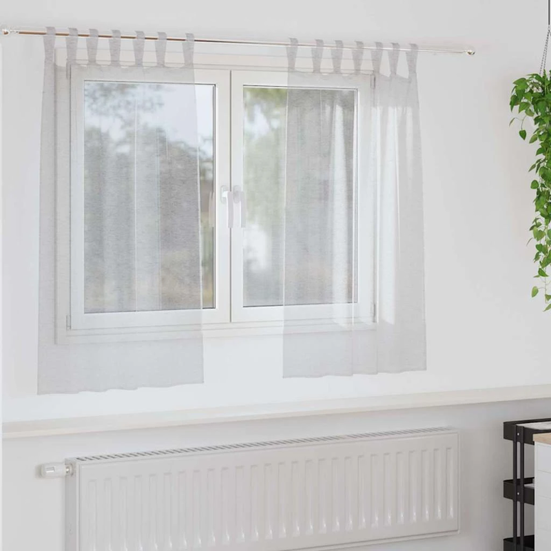 vidaXL Voile aizkaris 2 pcs Gaiši pelēks 140 x 140 cm Poliesters