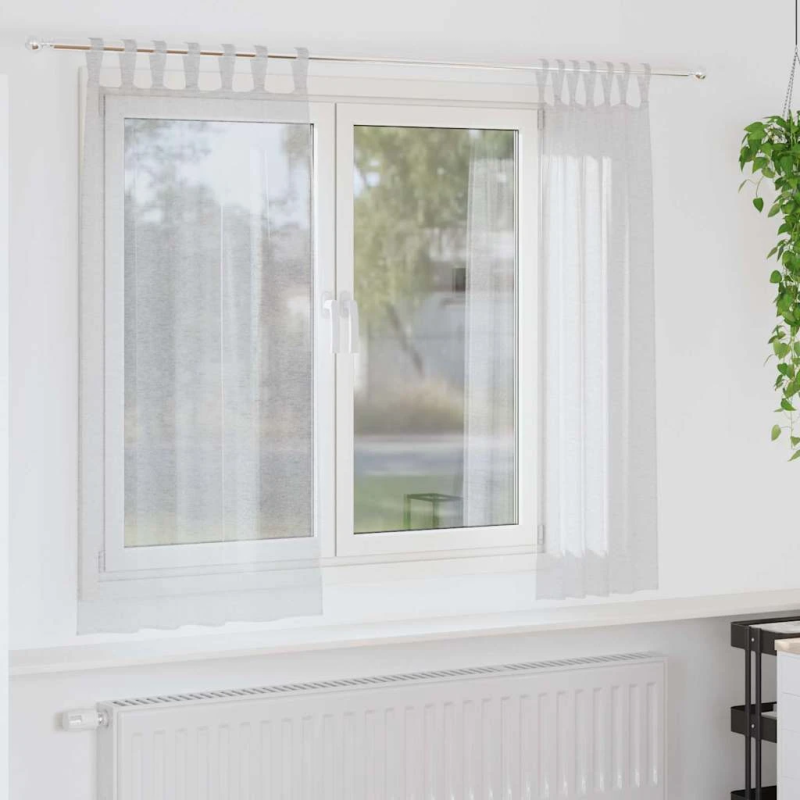 vidaXL Voile aizkaris 2 pcs Gaiši pelēks 175 x 140 cm Poliesters