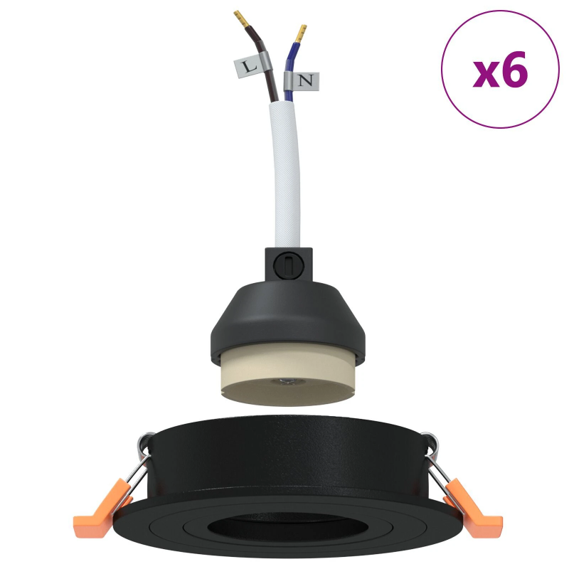 vidaXL Prožektors 6 pcs Melna 9 x 9 x 2 cm Alumīnijs