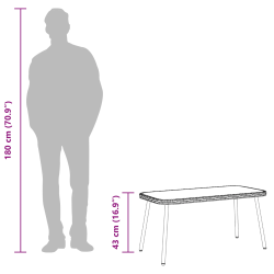 vidaXL Kafijas galdiņš Melna 90 x 45 x 43 cm Poli rattan un stikls