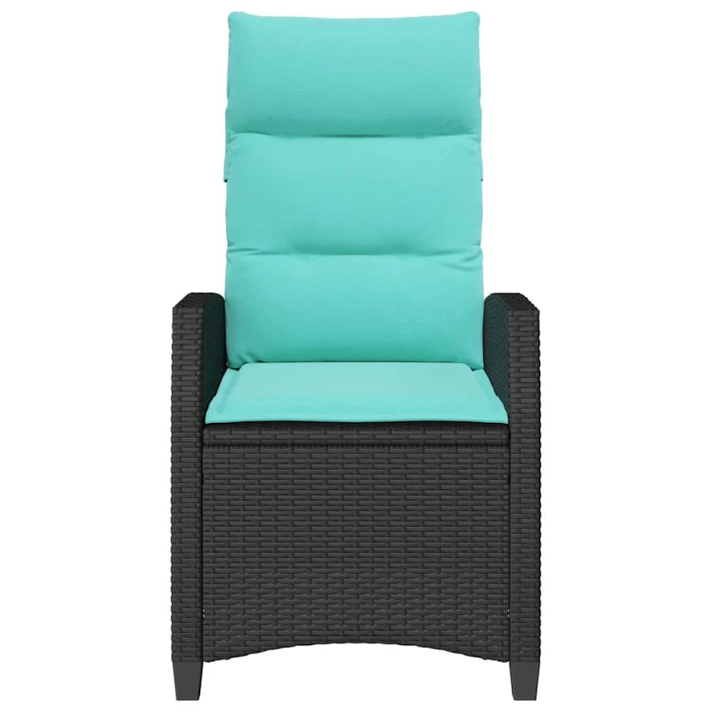 vidaXL nolaižams dārza krēsls ar sānu galdu, melns polirotangpalmas