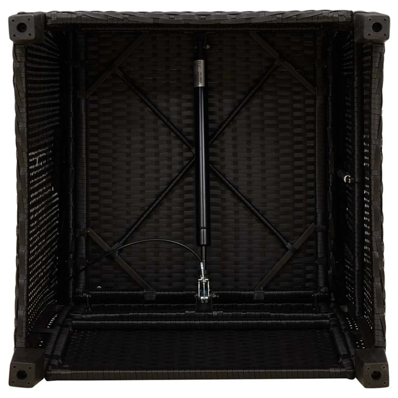 vidaXL nolaižams dārza krēsls ar sānu galdu, melns polirotangpalmas