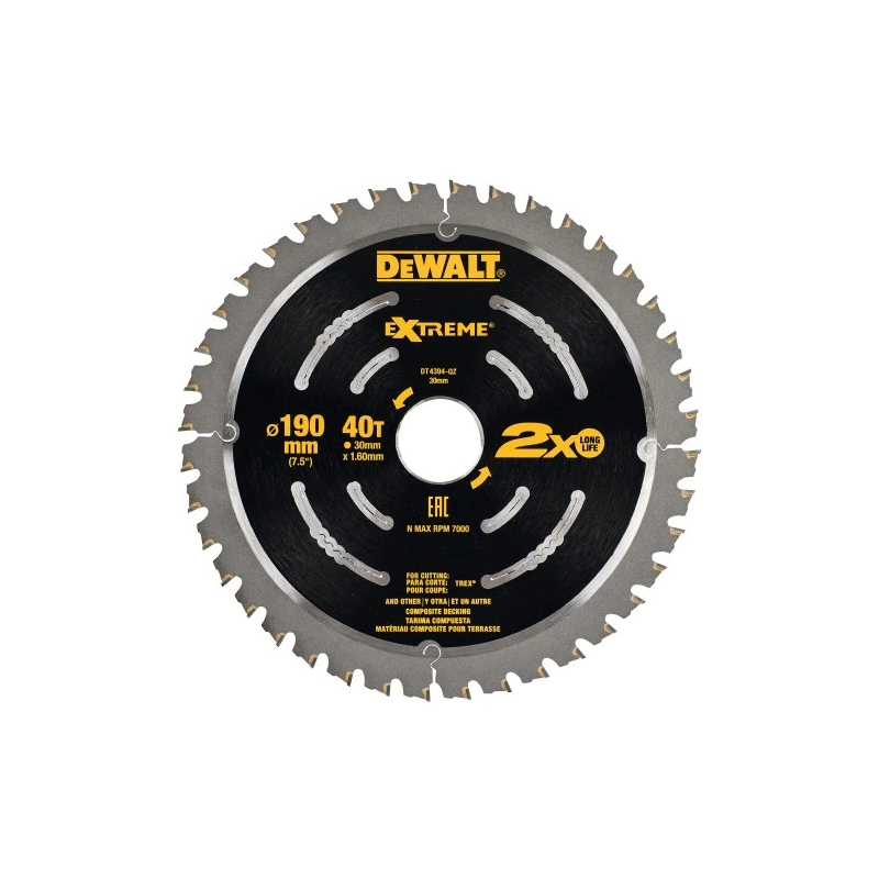 DeWALT Zāģripa 190X30mm CompDeck 40T