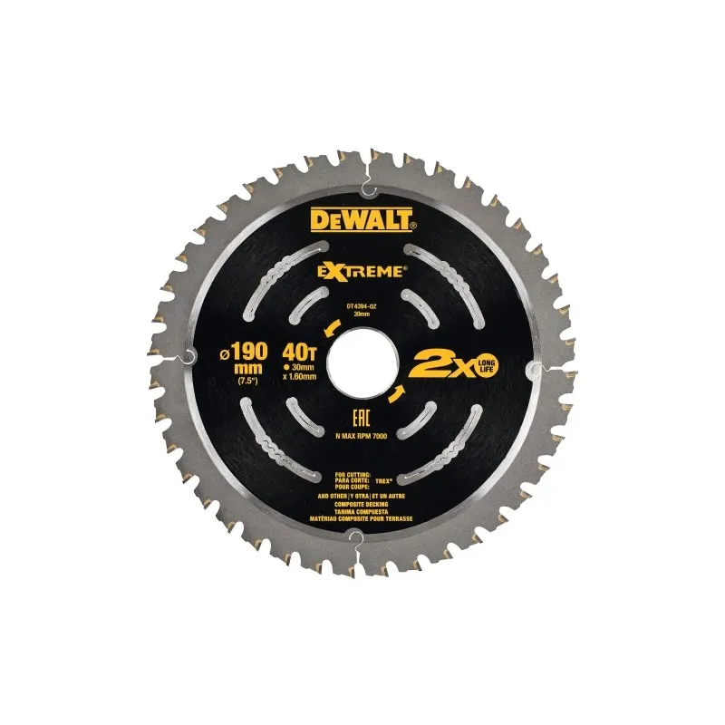 DeWALT Zāģripa 190X30mm CompDeck 40T