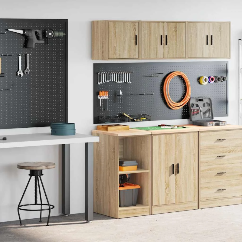 vidaXL garāžas skapji, 2 gab., ozolkoka krāsa, inženierijas koks