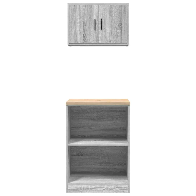 vidaXL garāžas skapji, 2gab., pelēka ozolkoka krāsa, inženierijas koks