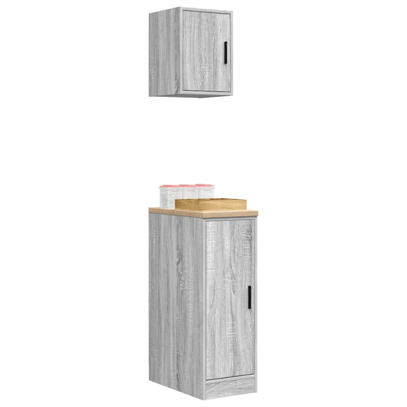 vidaXL garāžas skapji, 2gab., pelēka ozolkoka krāsa, inženierijas koks