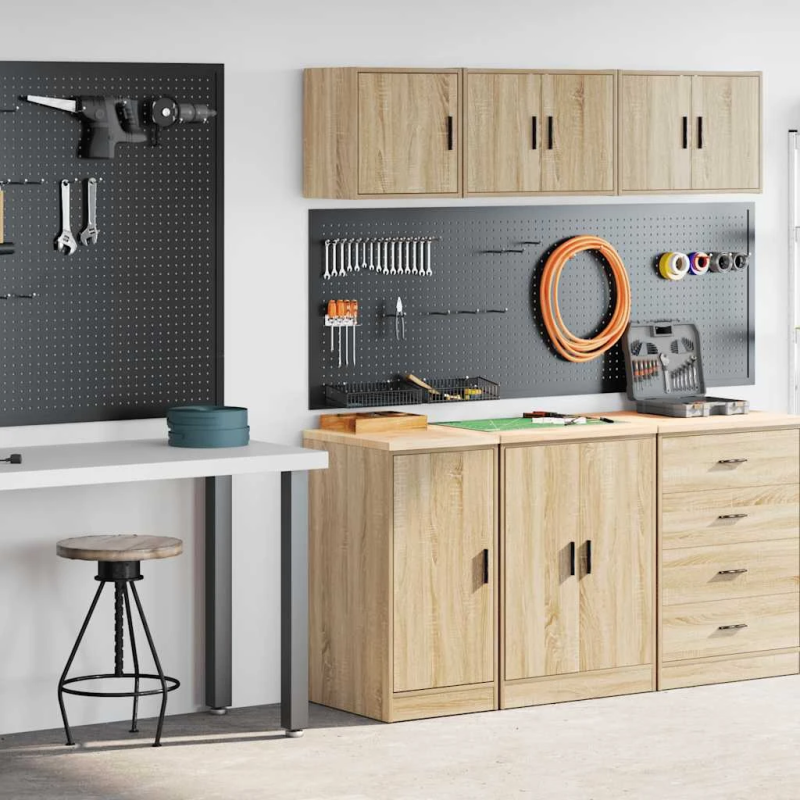 vidaXL garāžas skapji, 2 gab., ozolkoka krāsa, inženierijas koks