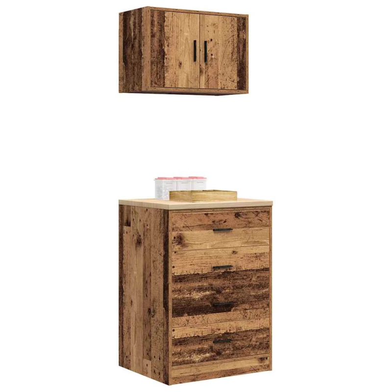 vidaXL garāžas skapji, 2 gab., veci dēļi, inženierijas koks