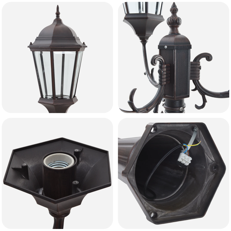 vidaXL Dārza gaisma Bronzas krāsa 61 x 53 x 235 cm Alumīnijs un stikls