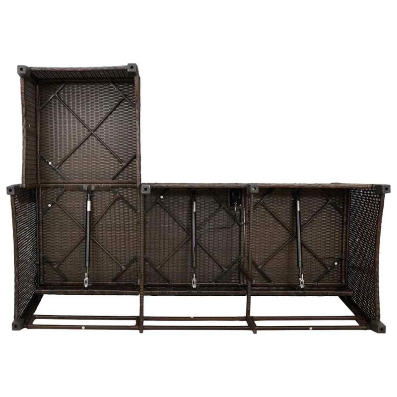 vidaXL 3-daļīgs dārza dīvānu komplekts, matrači, brūna L-veida