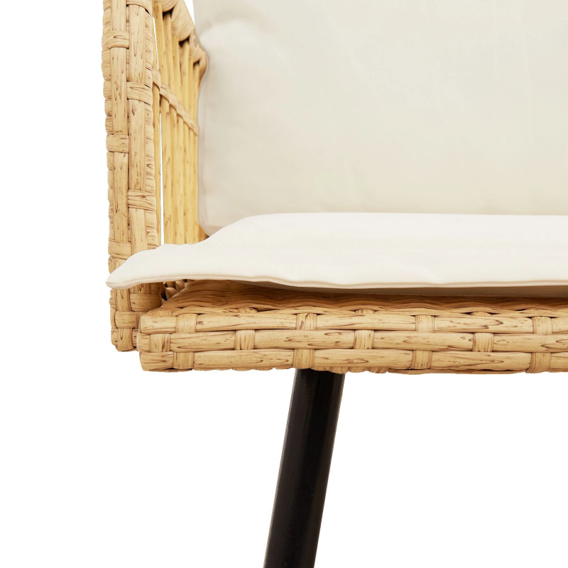 vidaXL Dārza ēdamgalds ar spilvenu 2 pcs Dabiska poliratāns