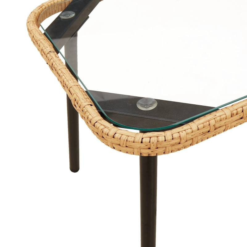 vidaXL Dārza ēdamgalds ar spilvenu 2 pcs Dabiska poliratāns