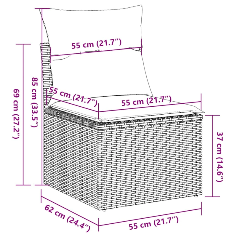 vidaXL 2-daļīgs dārza dīvāna komplekts, matrači, bēša PE rotangpalma