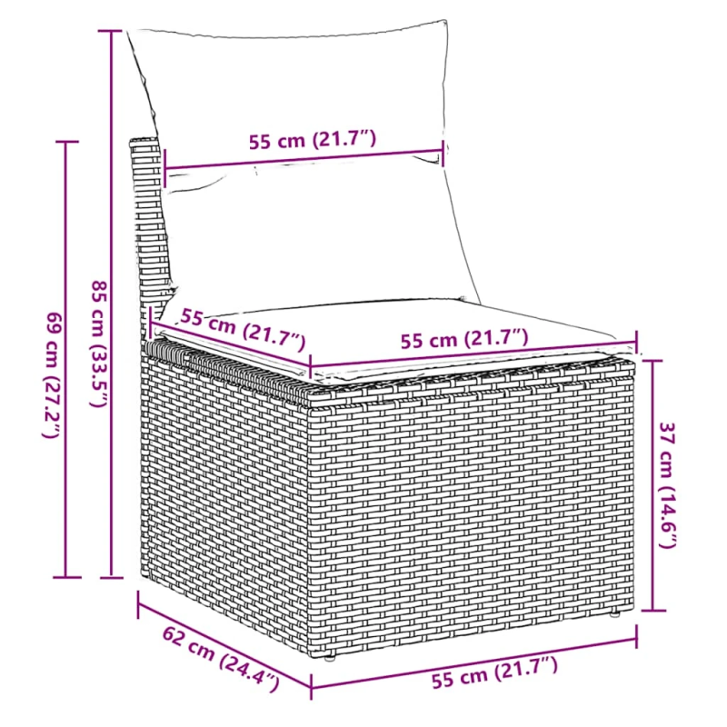 vidaXL 2-daļīgs dārza dīvānu komplekts, matrači, brūna PE rotangpalma