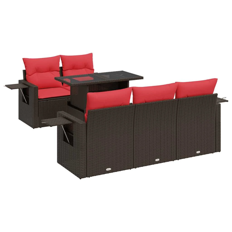 vidaXL 6-daļīgs dārza dīvāna komplekts, matrači, brūna PE rotangpalma