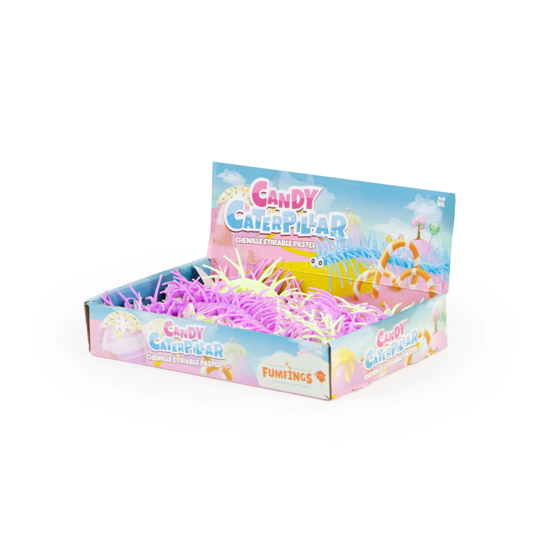 Staipāmā rotaļlieta – kāpurs, pasteļkrāsās