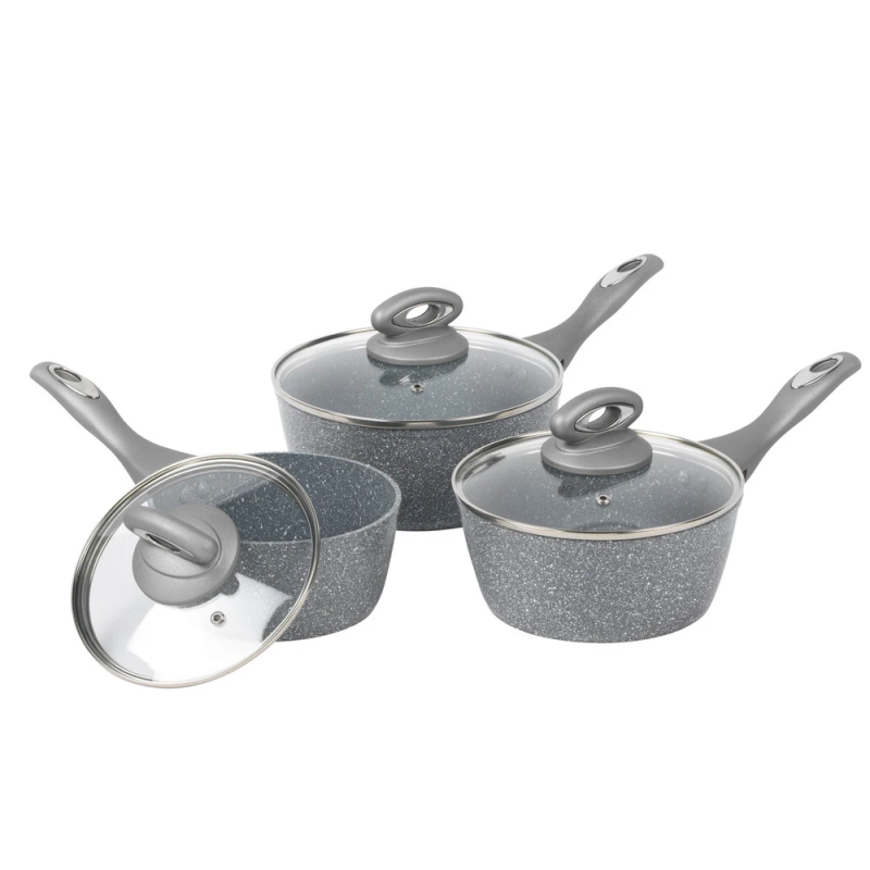 Salter BW02986G1EU7 Marblestone 3-Piece Saucepan Set - 16-18-20cm