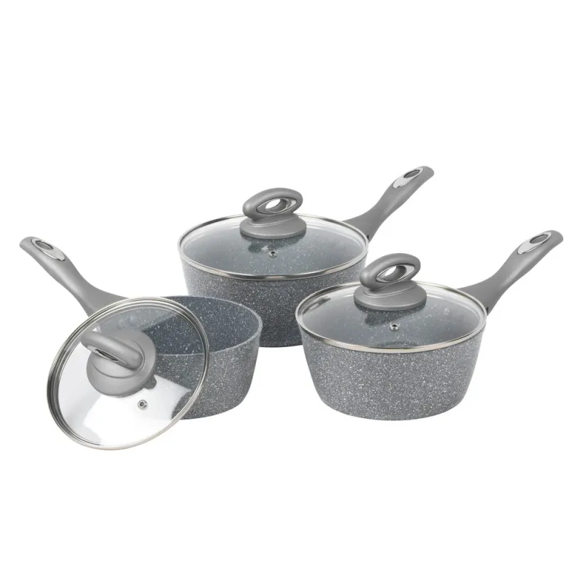 Salter BW02986G1EU7 Marblestone 3-Piece Saucepan Set - 16-18-20cm