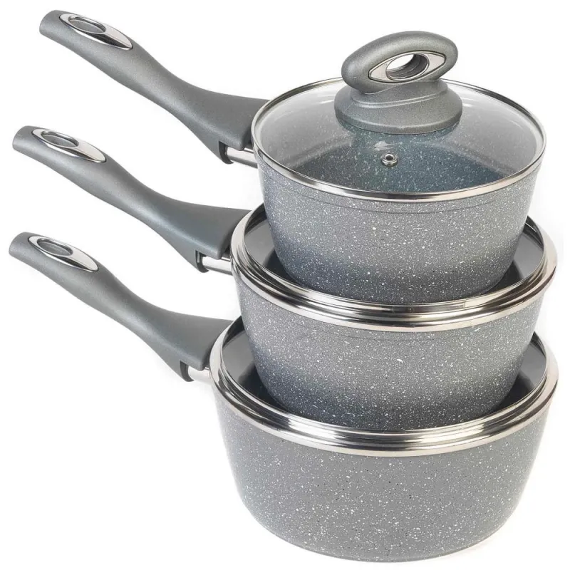 Salter BW02986G1EU7 Marblestone 3-Piece Saucepan Set - 16-18-20cm