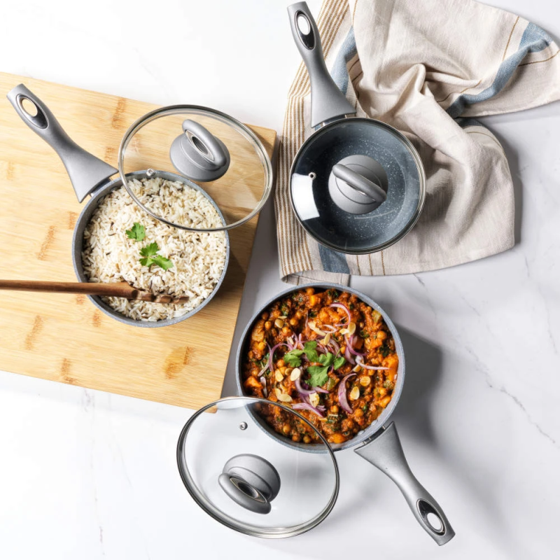 Salter BW02986G1EU7 Marblestone 3-Piece Saucepan Set - 16-18-20cm