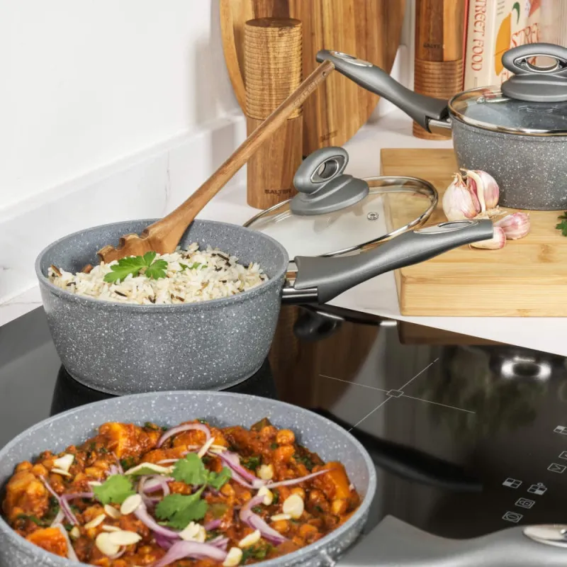 Salter BW02986G1EU7 Marblestone 3-Piece Saucepan Set - 16-18-20cm