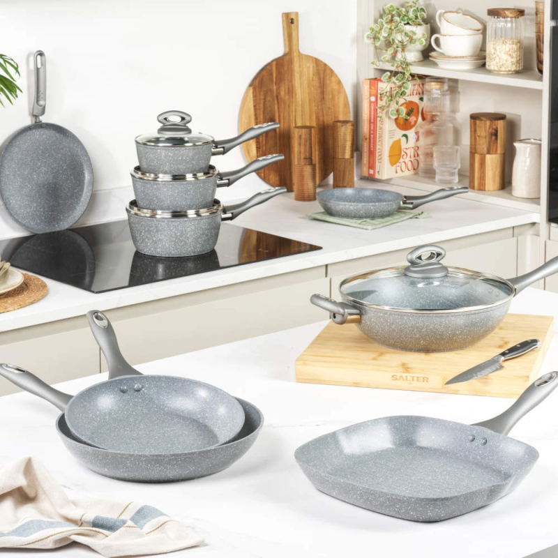 Salter BW02986G1EU7 Marblestone 3-Piece Saucepan Set - 16-18-20cm