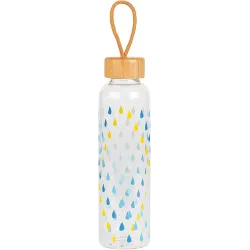Cambridge CM06991 Raindrops Glass Bottle 550ml with Bamboo Lid