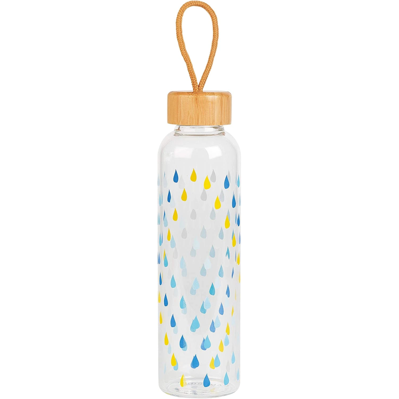 Cambridge CM06991 Raindrops Glass Bottle 550ml with Bamboo Lid