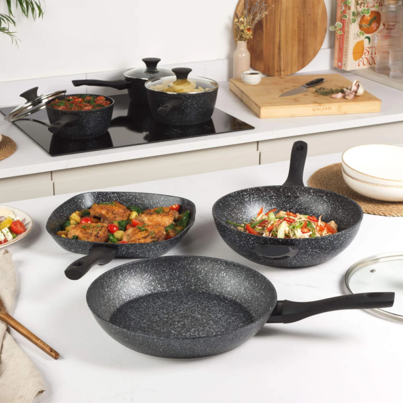 Salter BW06235S1BRMFOB Megastone 3-Piece Frying Pan Set - 20-24-28cm