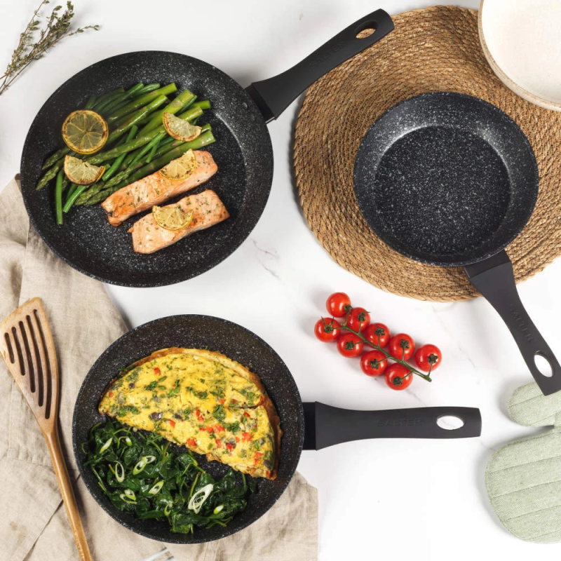 Salter BW06235S1BRMFOB Megastone 3-Piece Frying Pan Set - 20-24-28cm