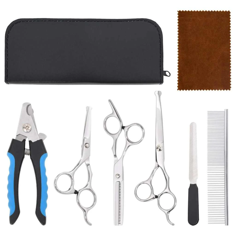 vidaXL 6 gabalu suņu kopšanas šķēru komplekts no nerūsējošā tērauda