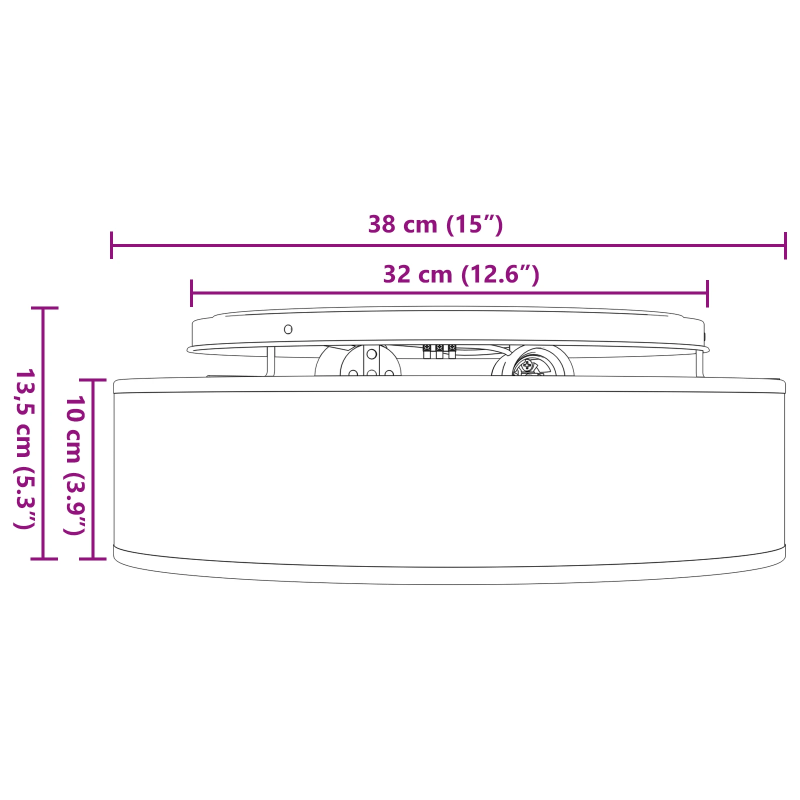 vidaXL Griestu lampa Pelēkbrūna 38 x 38 x 13,5 cm audums