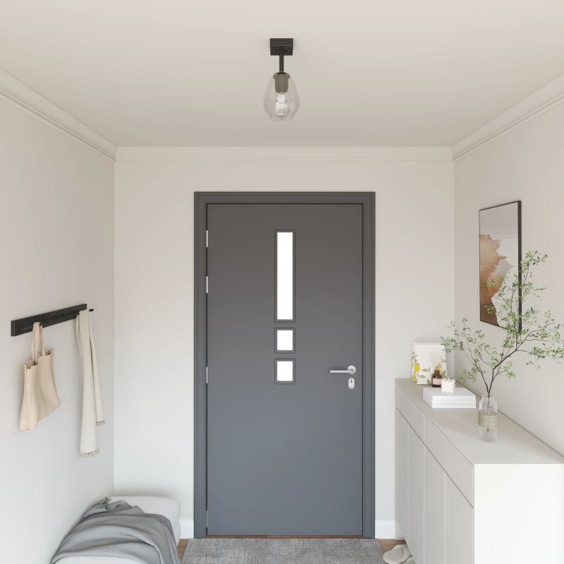 vidaXL Griestu prožektors Melna 13 x 13 x 26 cm Stikls un metāls