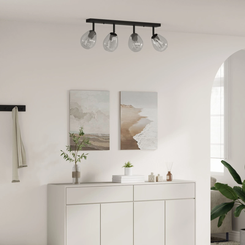 vidaXL Griestu prožektors Melna 73.5 x 13 x 26 cm Stikls un metāls