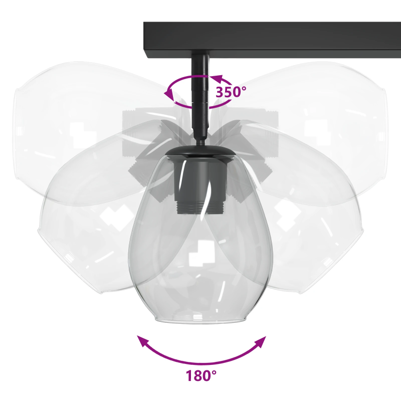 vidaXL Griestu prožektors Melna 73.5 x 13 x 26 cm Stikls un metāls