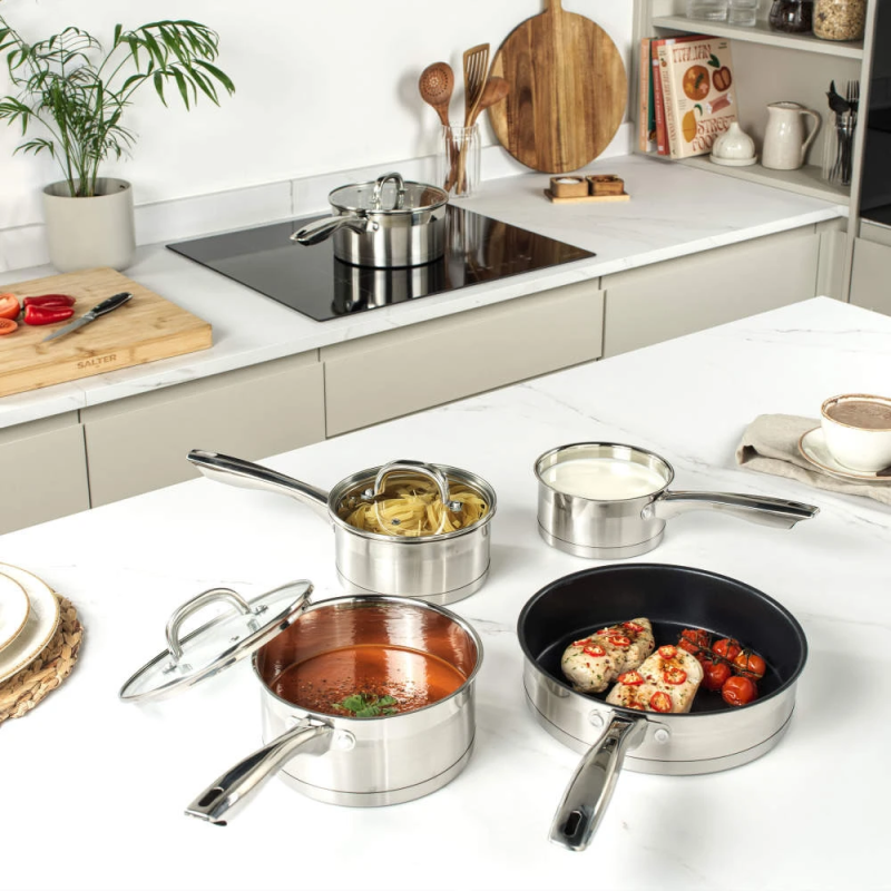 Salter BW06746EU7 Timeless Collection Stainless Steel 5 Piece Pan Set