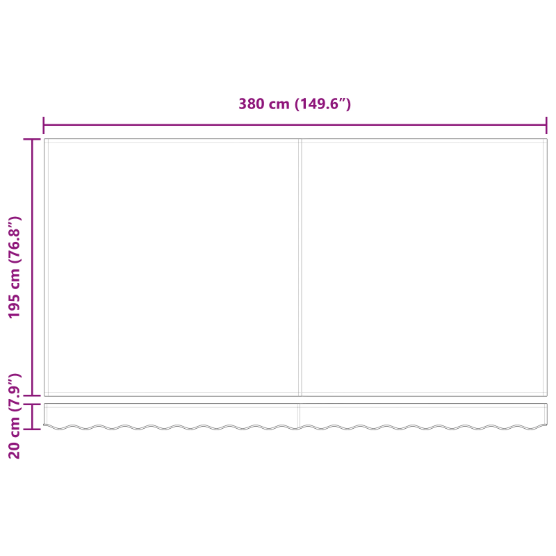 vidaXL Markīzes rezerves audums Krēmkrāsa 380 x 195 cm Poliesters