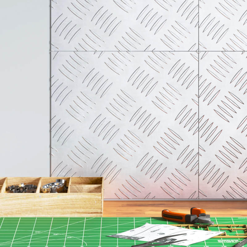 vidaXL Trepju paklājs Kvadrātveida 4 pcs Sudraba 30 x 30 cm Alumīnijs