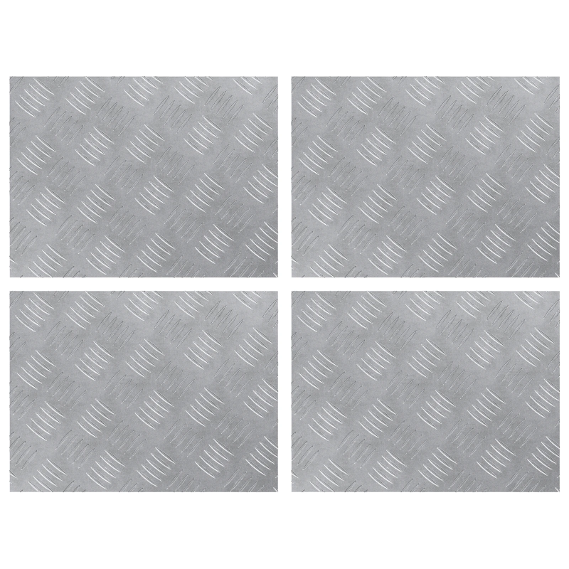 vidaXL Trepju paklājs Taisnstūra 4 pcs Sudraba 40 x 30 cm Alumīnijs