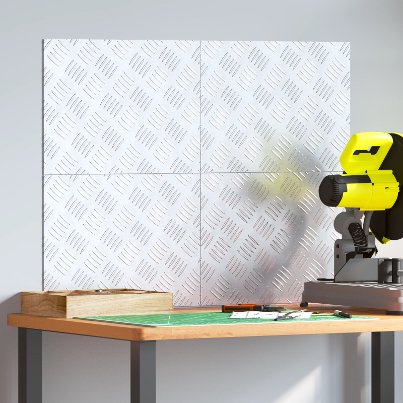 vidaXL Trepju paklājs Taisnstūra 4 pcs Sudraba 40 x 30 cm Alumīnijs