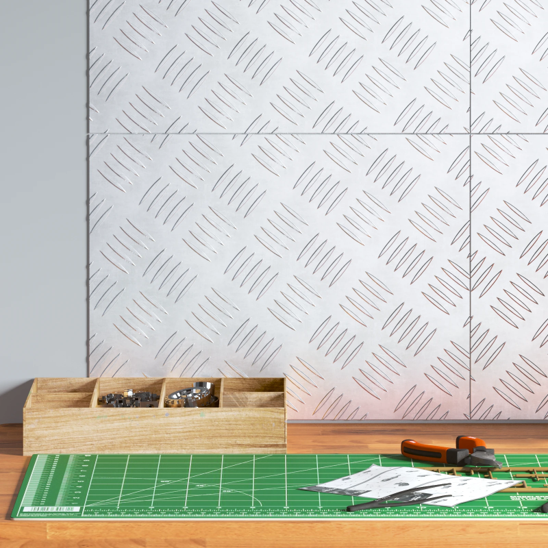 vidaXL Trepju paklājs Taisnstūra 4 pcs Sudraba 40 x 30 cm Alumīnijs