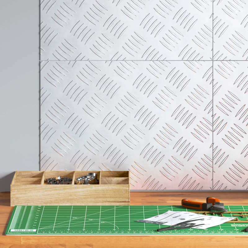 vidaXL Trepju paklājs Taisnstūra 4 pcs Sudraba 40 x 30 cm Alumīnijs