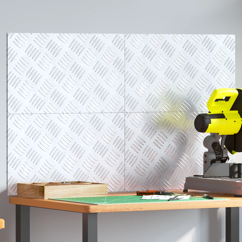 vidaXL Trepju paklājs Taisnstūra 4 pcs Sudraba 50 x 30 cm Alumīnijs